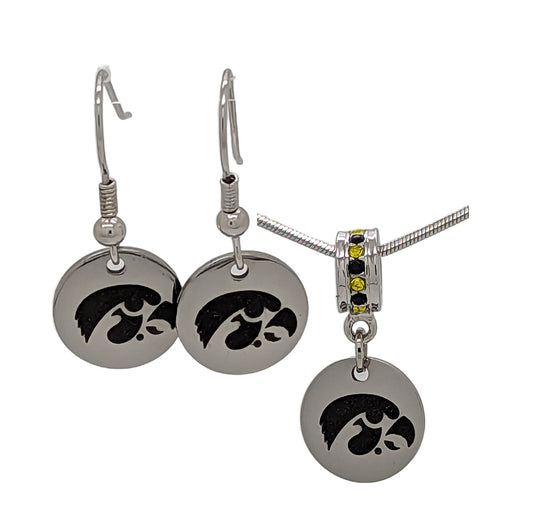 Deluxe Necklace Pendant & Earrings Set - Iowa