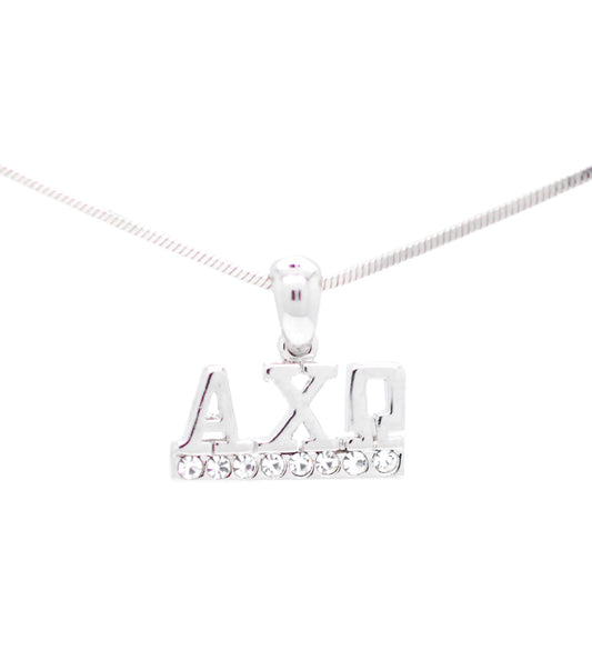 Alpha Chi Omega Crystal Pendant Necklace - Clear