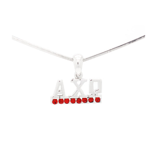 Alpha Chi Omega Crystal Pendant Necklace - Red