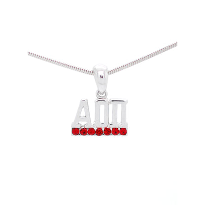 Alpha Omicron Pi Crystal Pendant Necklace - Red