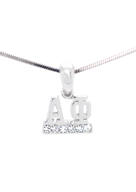 Alpha Phi Crystal Pendant Necklace - Clear