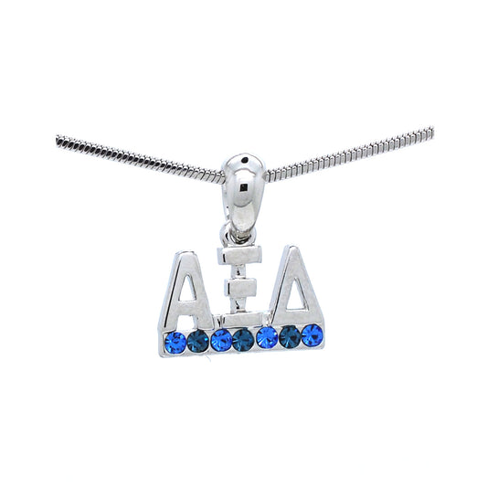 Alpha Xi Delta Crystal Pendant Necklace - Light Blue/Navy Blue