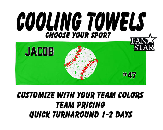 Baseball Cooling Towel with Solid Color Background