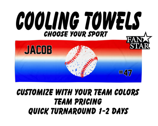Baseball Cooling Towel with Ombre Background