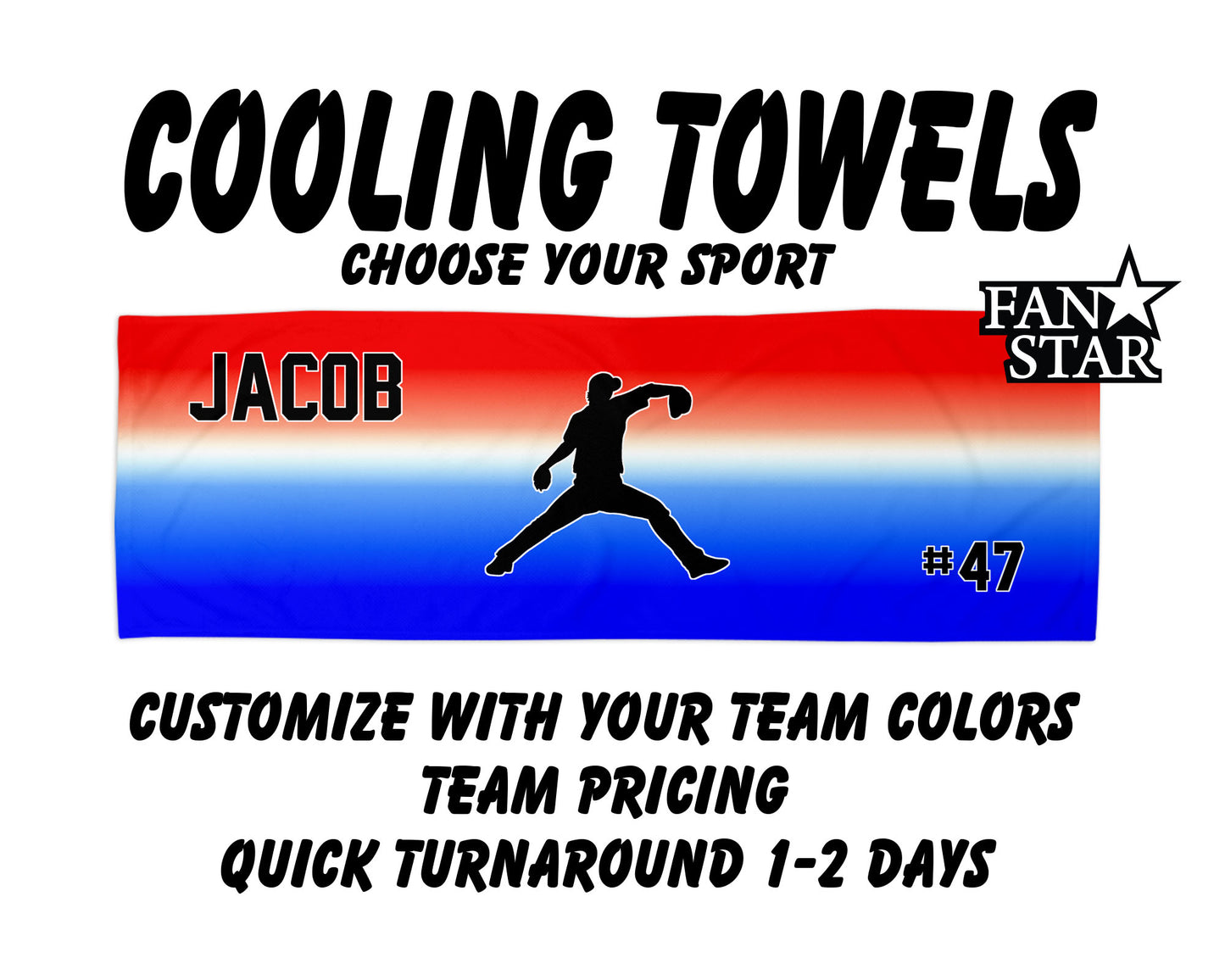 Baseball Cooling Towel with Ombre Background