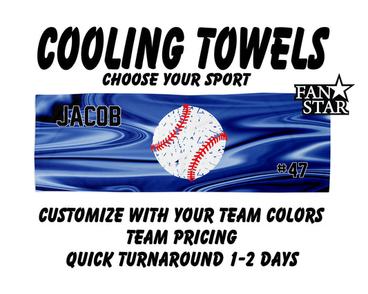 Baseball Cooling Towel with Waves Background