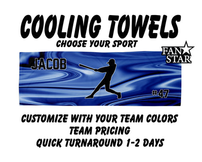 Baseball Cooling Towel with Waves Background