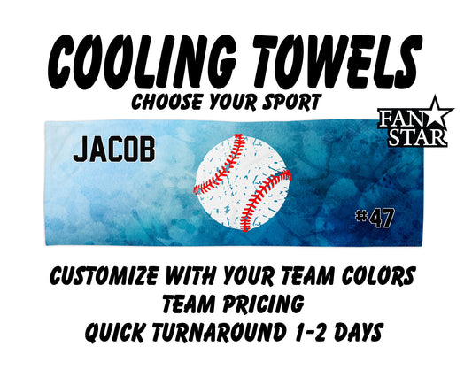 Baseball Cooling Towel with Watercolor Background