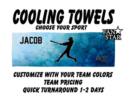 Baseball Cooling Towel with Watercolor Background