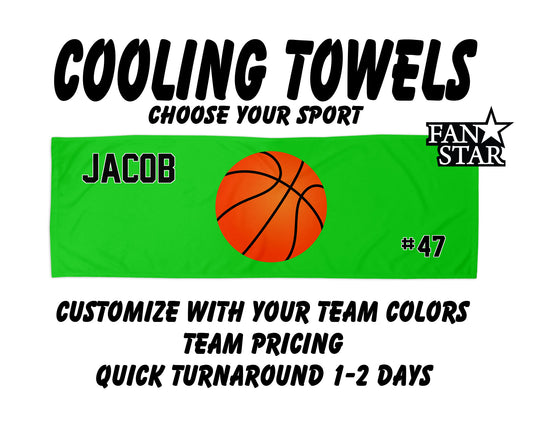 Basketball Cooling Towel with Solid Color Background