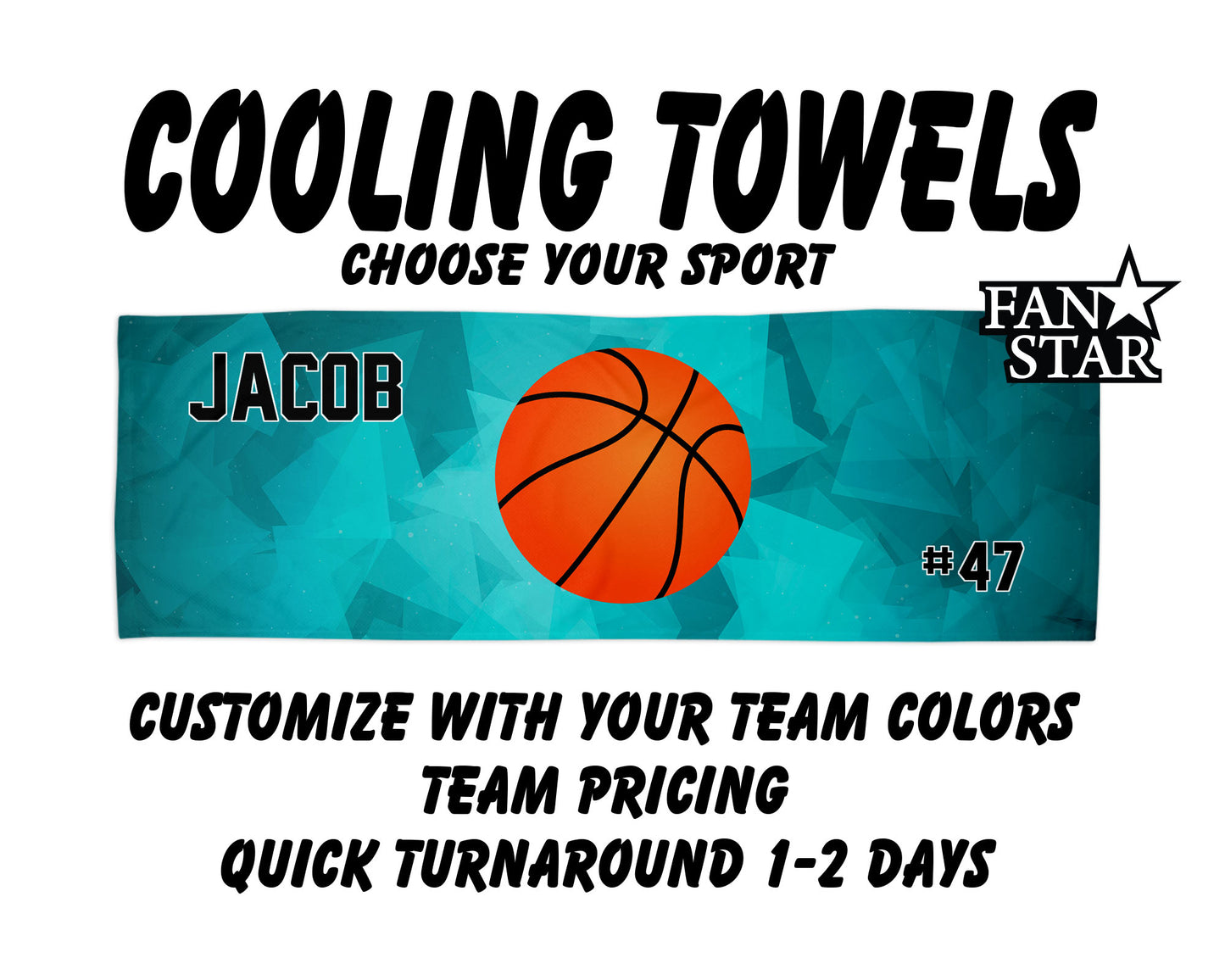 Basketball Cooling Towel with Prism Background