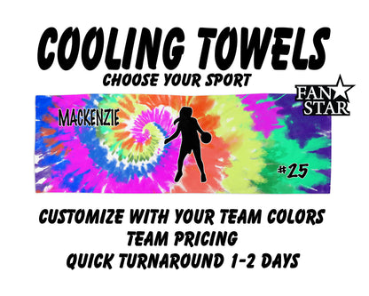 Basketball Cooling Towel with Tie Dye Background