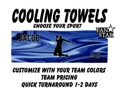 Basketball Cooling Towel with Waves Background