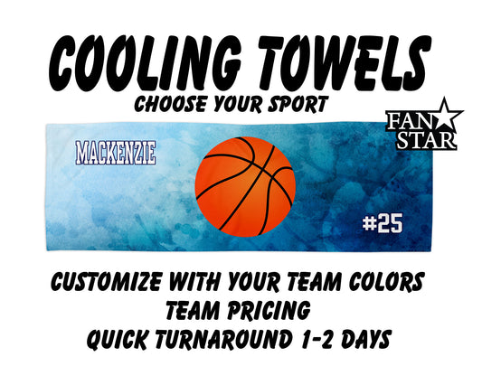 Basketball Cooling Towel with Watercolor Background