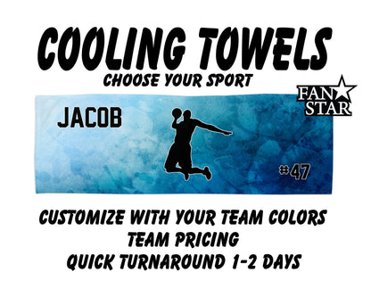 Basketball Cooling Towel with Watercolor Background