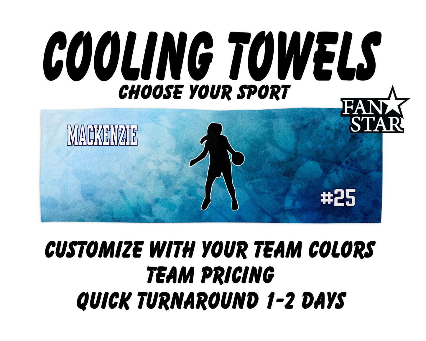 Basketball Cooling Towel with Watercolor Background