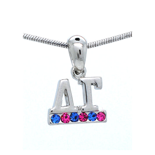 Delta Gamma Crystal Pendant Necklace - Pink/Blue