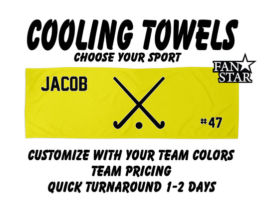Field Hockey Cooling Towel with Solid Color Background