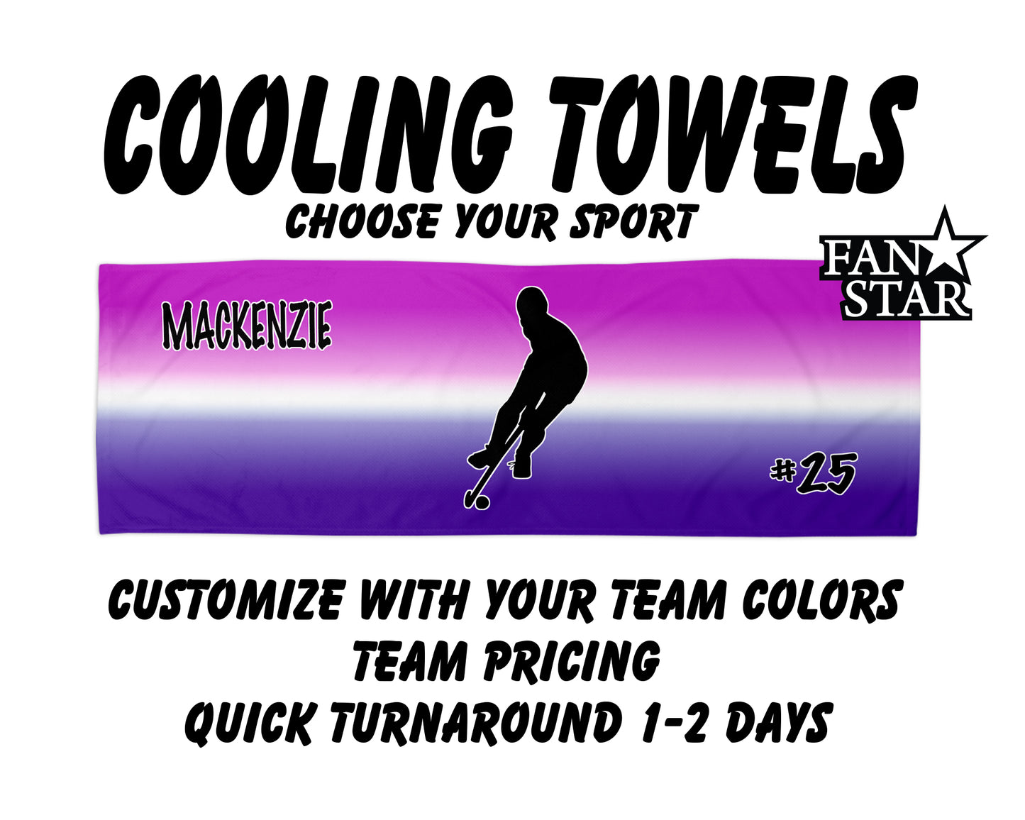 Field Hockey Cooling Towel with Ombre Background