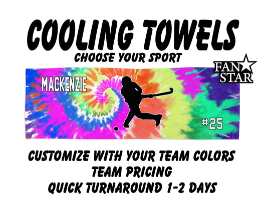 Field Hockey Cooling Towel with Tie Dye Background