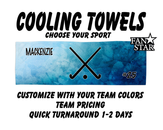 Field Hockey Cooling Towel with Watercolor Background