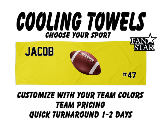 Football Cooling Towel with Solid Color Background