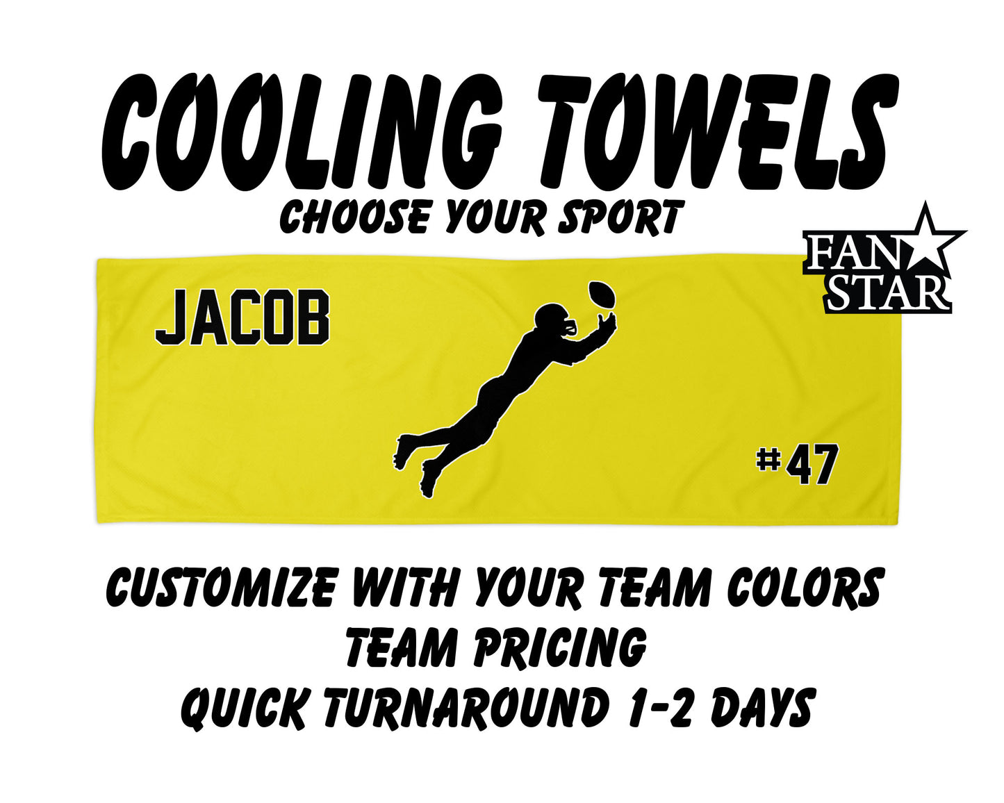Football Cooling Towel with Solid Color Background