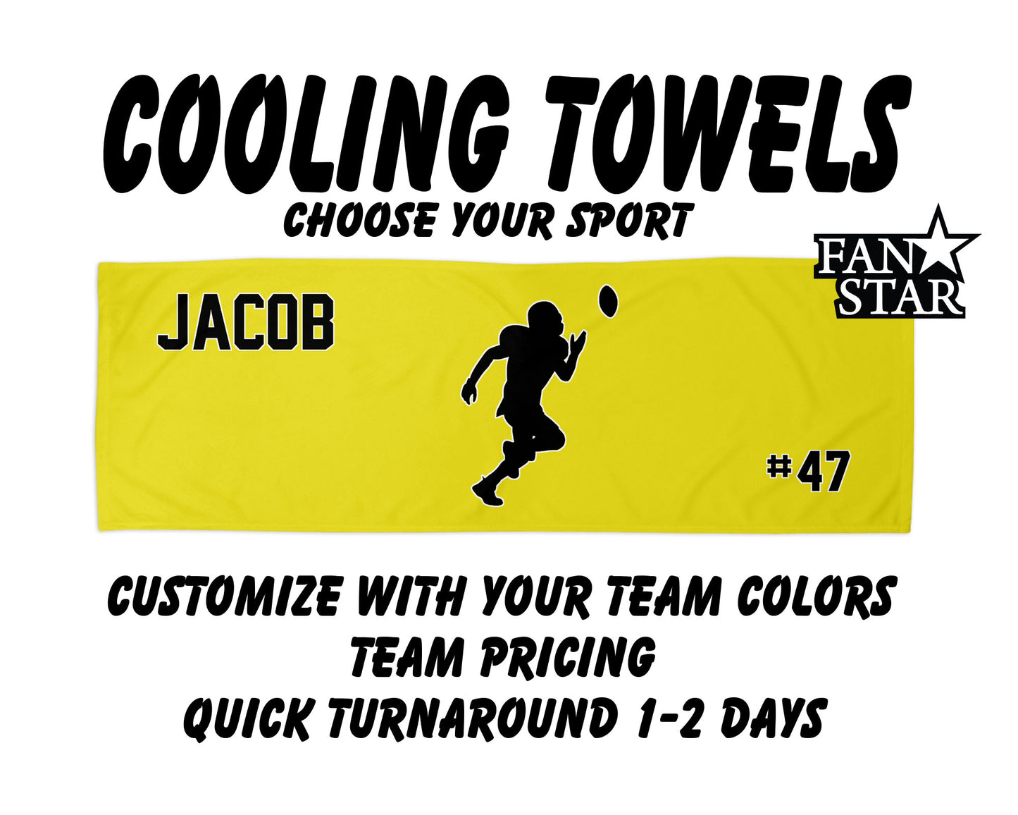 Football Cooling Towel with Solid Color Background