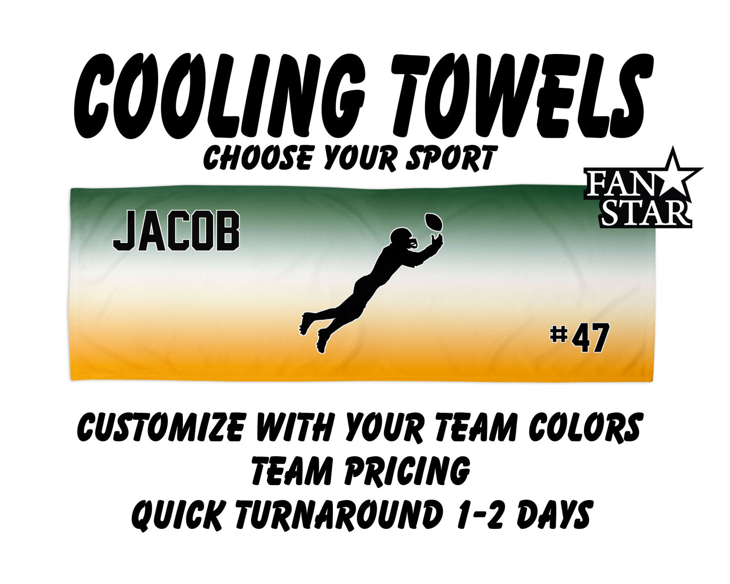 Football Cooling Towel with Ombre Background