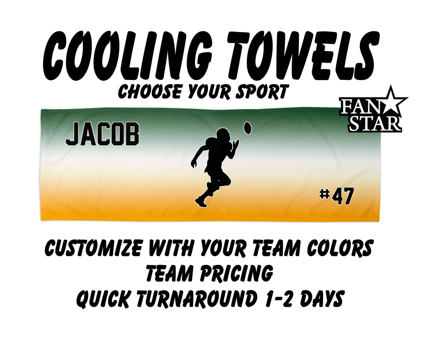 Football Cooling Towel with Ombre Background