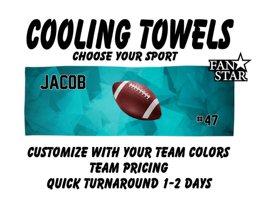 Football Cooling Towel with Watercolor Background