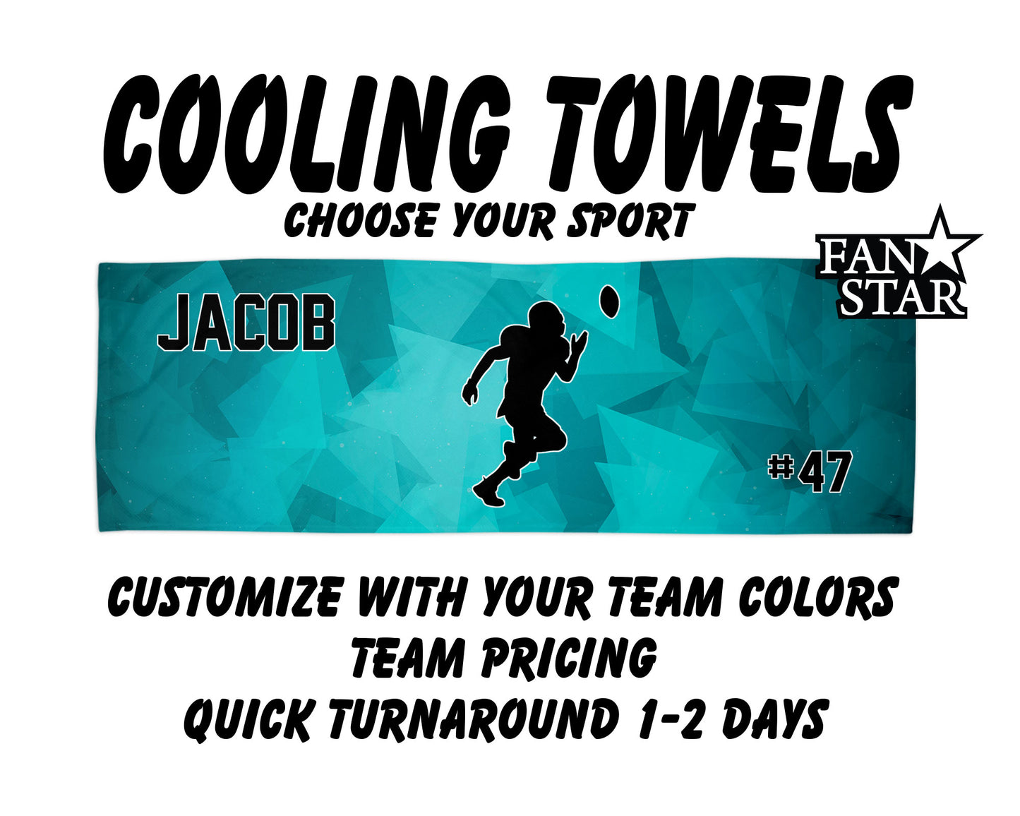 Football Cooling Towel with Watercolor Background