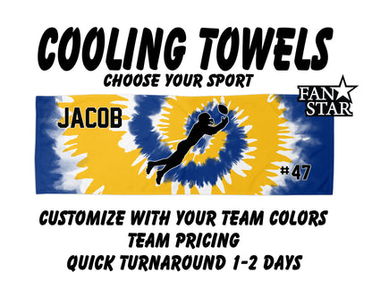 Football Cooling Towel with Tie Dye Background