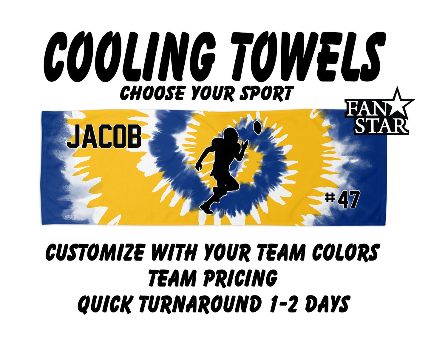 Football Cooling Towel with Tie Dye Background