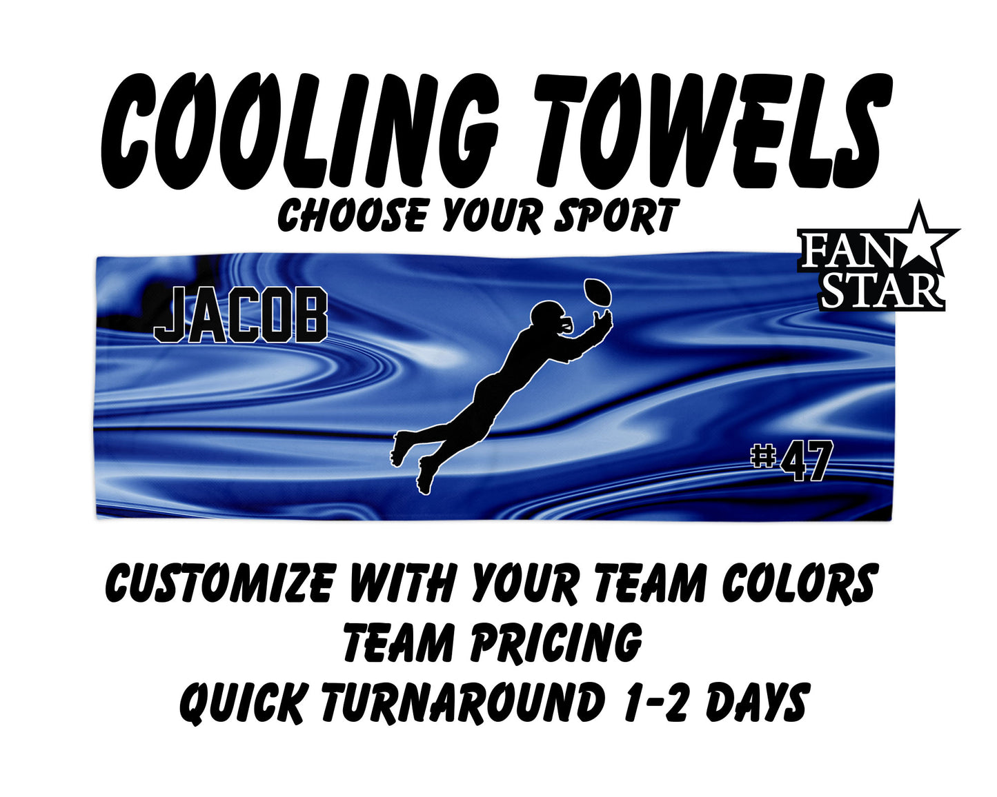 Football Cooling Towel with Waves Background