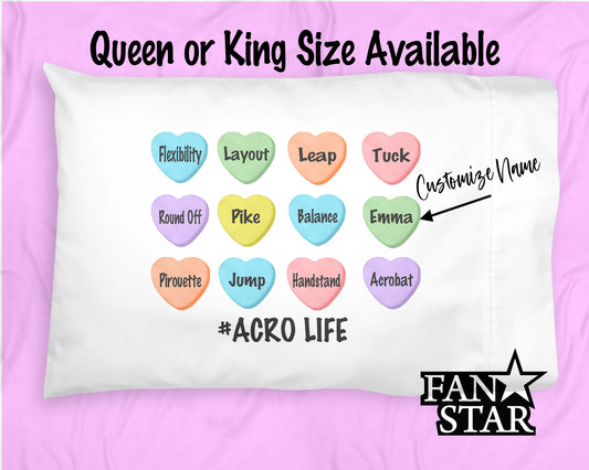 Personalized Acro Hearts Microfiber Pillowcase Perfect for Valentine's Day