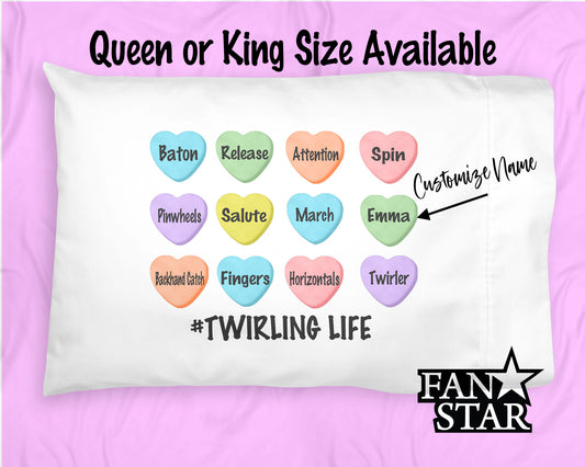 Personalized Twirling Hearts Microfiber Pillowcase Perfect for Valentine's Day