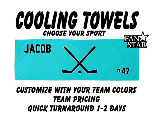 Hockey Cooling Towel with Solid Color Background