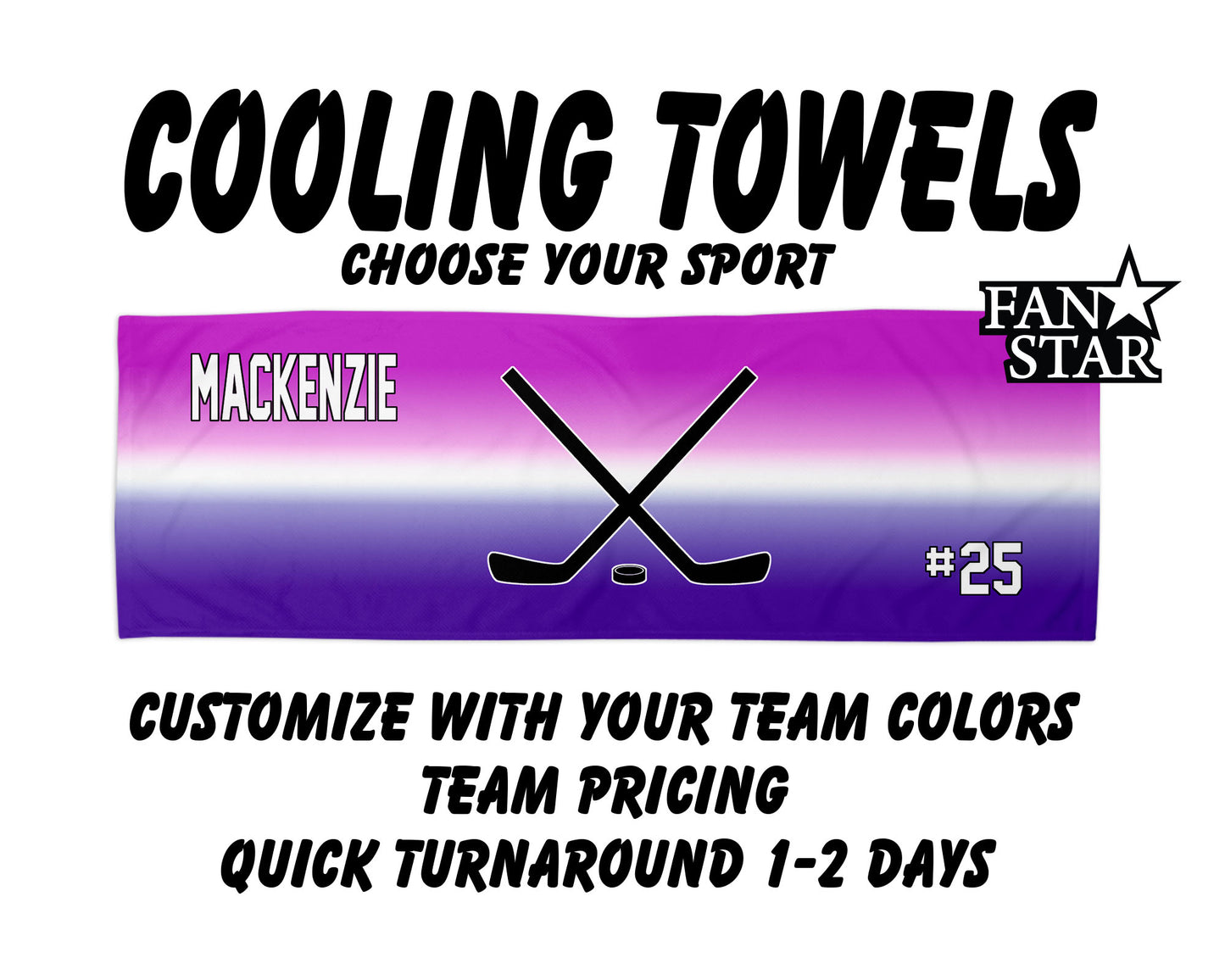 Hockey Cooling Towel with Ombre Background