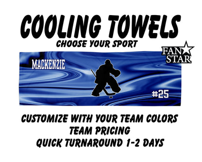 Hockey Cooling Towel with Waves Background