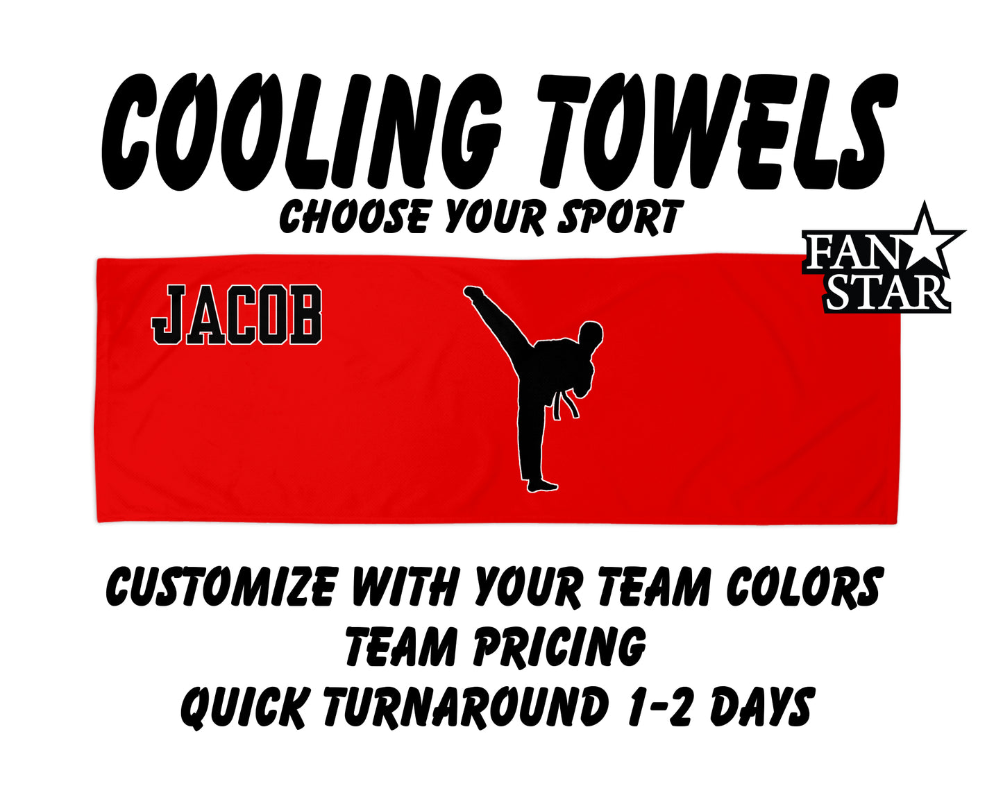 Karate Cooling Towel with Solid Color Background