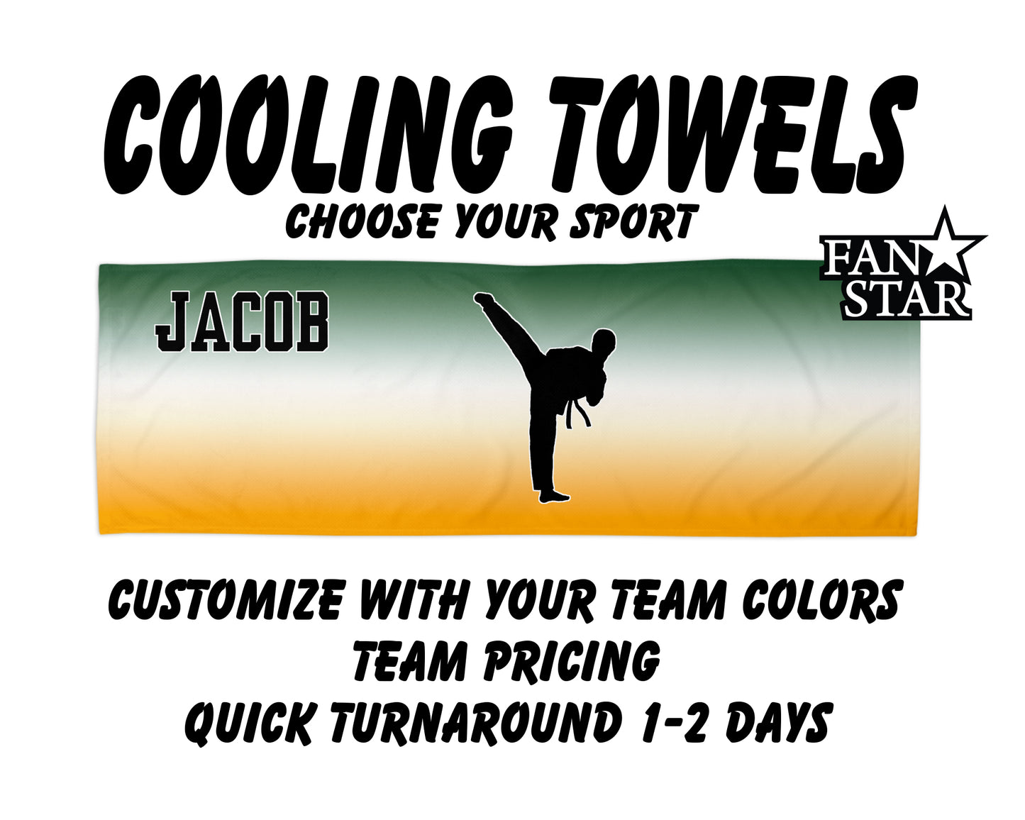 Karate Cooling Towel with Ombre Background