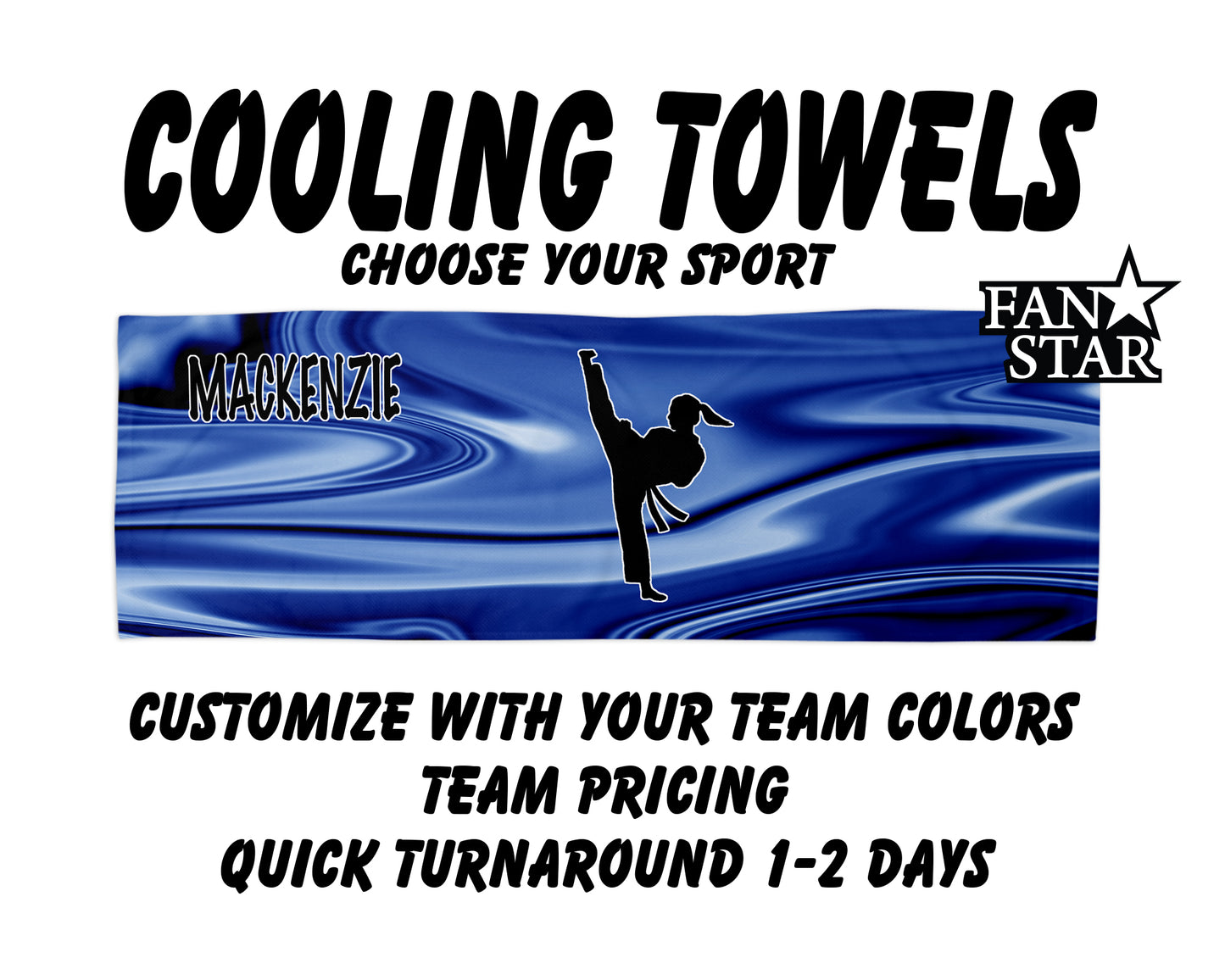 Karate Cooling Towel with Waves Background