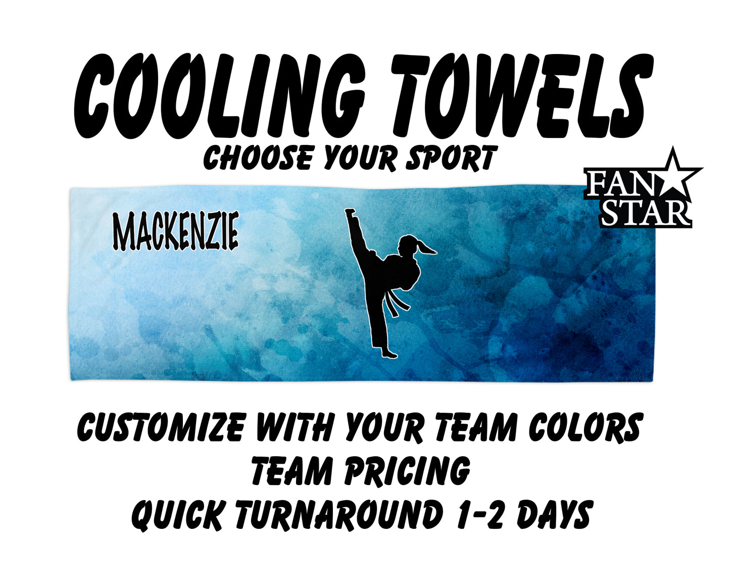 Karate Cooling Towel with Watercolor Background