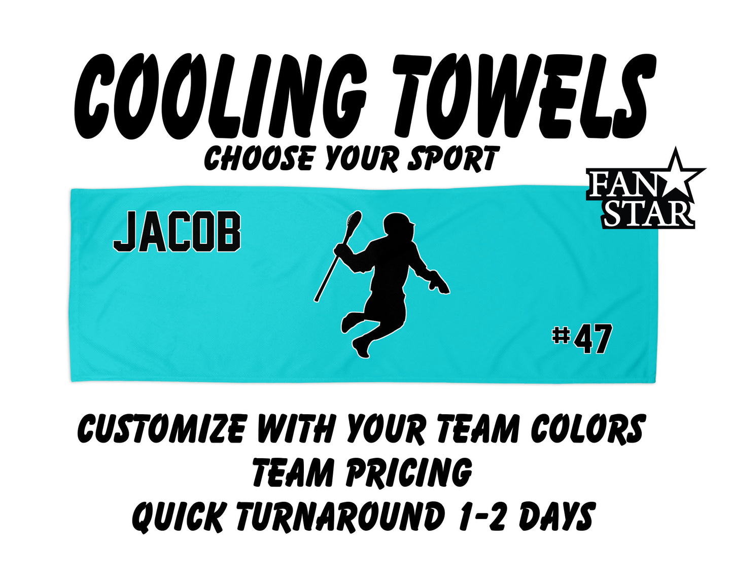 Lacrosse Cooling Towel with Solid Color Background