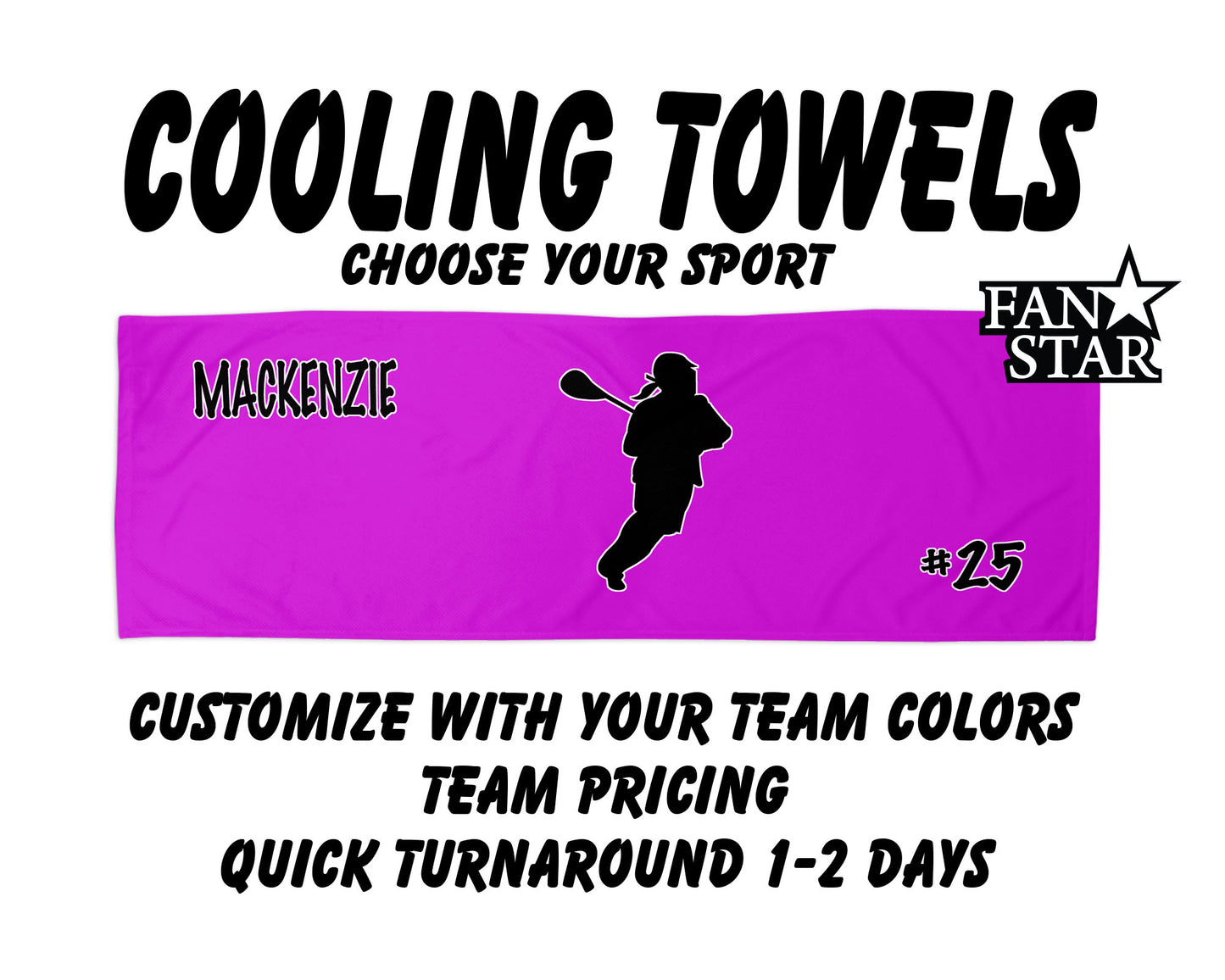 Lacrosse Cooling Towel with Solid Color Background