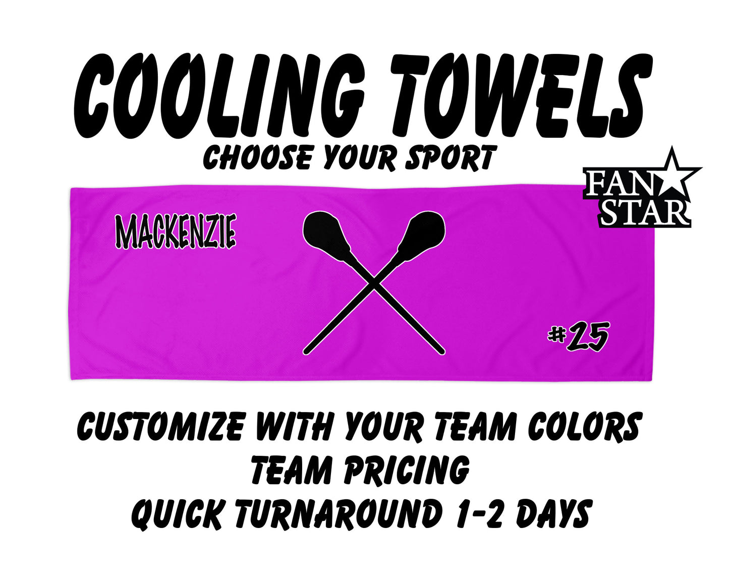 Lacrosse Cooling Towel with Solid Color Background