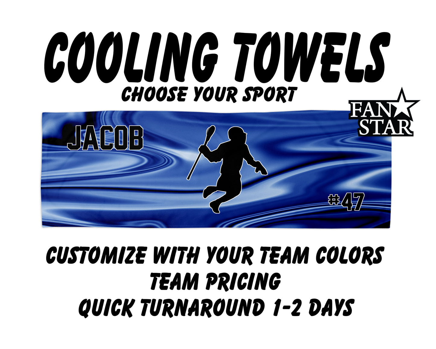 Lacrosse Cooling Towel with Waves Background