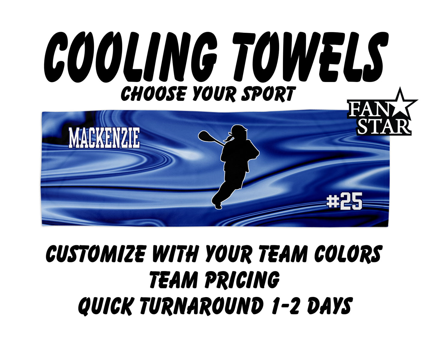 Lacrosse Cooling Towel with Waves Background