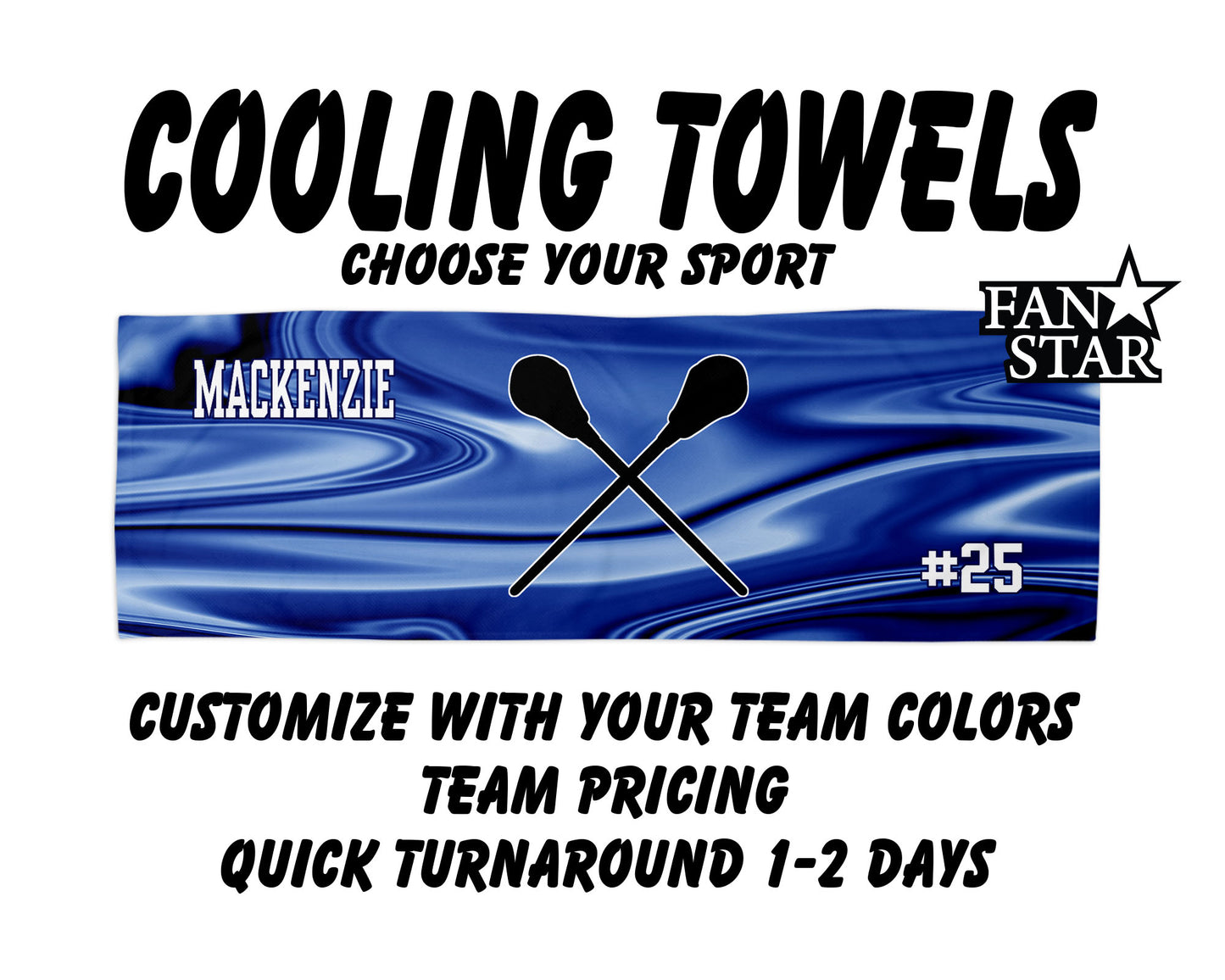 Lacrosse Cooling Towel with Waves Background